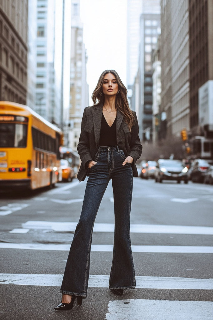 Femme portant un jean bootcut